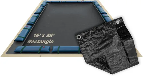 Vista 15 de Buffalo Blizzard Funda de invierno de lujo para piscinas rectangulares enterradas o sobre el suelo de 12 x 24 pies Reversible azul/negro