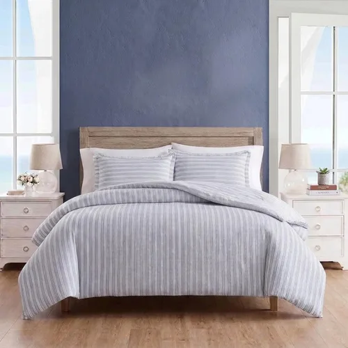 Vista 6 de Nautica - Funda de edredón tamaño individual, ropa de cama reversible de algodón con cierre de botón, decoración casual del hogar para todas