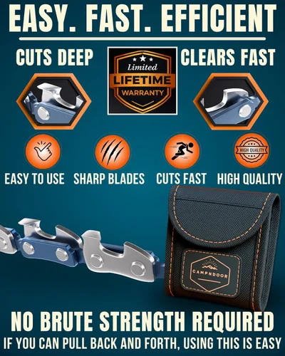 Vista 2 de Sierra de cadena de bolsillo con mangos de paracord – Sierra de bolsillo de acero 65Mn resistente verde militar – Sierra de supervivencia de 48