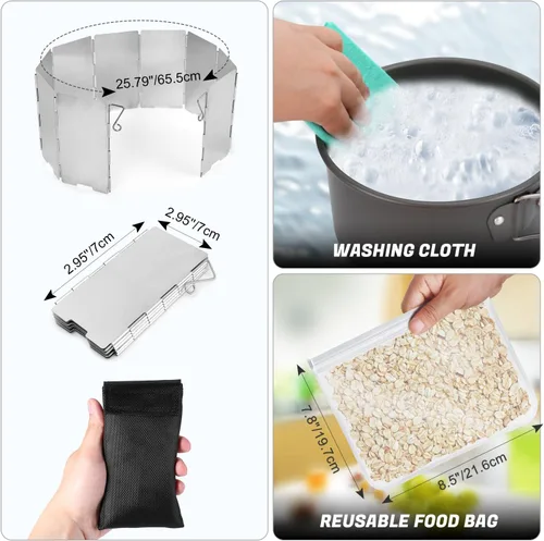 Vista 7 de Odoland Estufa de campamento a prueba de viento de 3500 W/6800 W con parabrisas, adaptador de recipiente de combustible, encendido piezoeléctrico