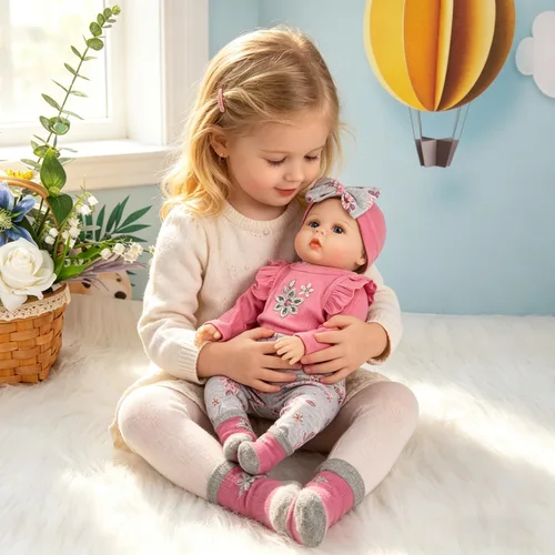 Vista 5 de Ropa y accesorios para muñecas Reborn de manga larga, parte superior de punto, traje de 4 piezas, ropa de muñeca Reborn de 20 a 22 pulgadas, trajes