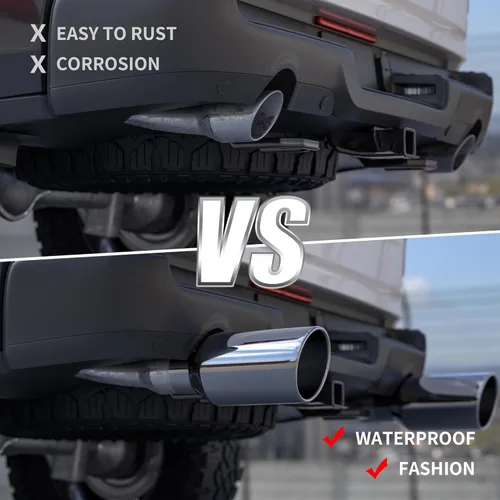 Vista 8 de Richeer Punta de escape de 4 a 8 pulgadas, entrada de 4", salida de 8", longitud total de 15", acabado pulido de acero inoxidable universal