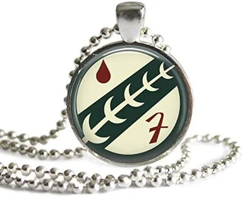The Spider's Parlor Boba Fett Crest Code of Honor - Colgante chapado en plata de 24 pulgadas, collar de cadena de bolas de acero inoxidable hecho a