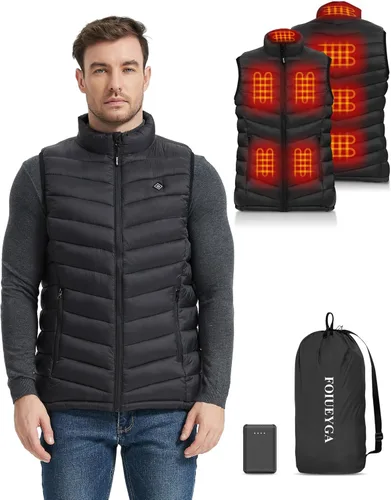 Foiueyga Men's Heated Vest with Battery Pack, USB Electric Heating Vest Winter Lightweight Heated Jacket Vests for Men Women