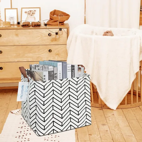 Vista 6 de Cajas de almacenamiento cuadradas e impermeables de lona para la ropa sucia/el cuarto de los niños, cajas para estantes, cestas de regalo