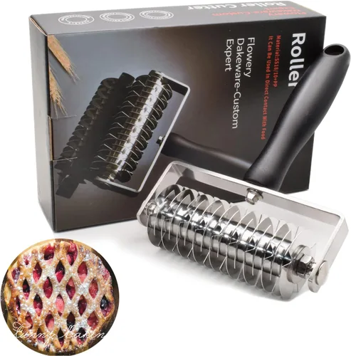 Pastry Lattice Roller Cutter - EVNSIX Stainless Steel Professional Dough Lattice Top Pie Pizza Bread Pastry Crust Lattice Roller Cutter