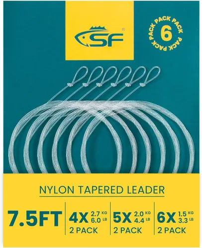 Vista 75 de SF Líder Cónico Pre-Atado con Lazo para Pesca con Mosca de Nailon Transparente para Trucha de Agua Dulce y Salada Bonefish Permit Lubina Salmón
