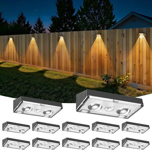 Vista 9 de NIORSUN - Luces solares para valla, paquete de 8 luces solares para terraza, color blanco cálido, bombilla impermeable para exteriores LED IP65