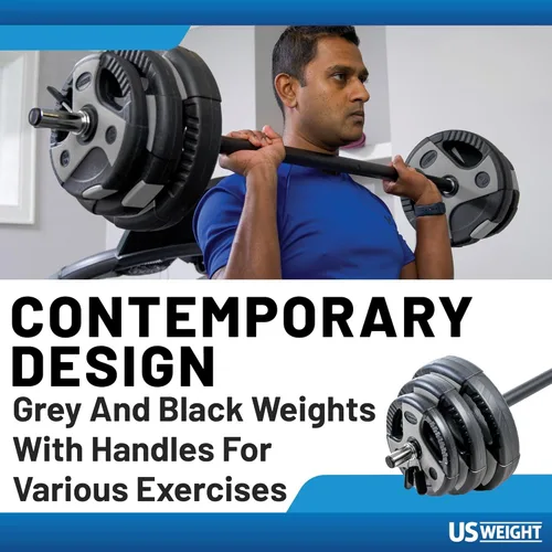 Vista 7 de Juego de pesas US Weight para gimnasio en casa - Barra, barra curvada o opciones de uso múltiple - Varias opciones