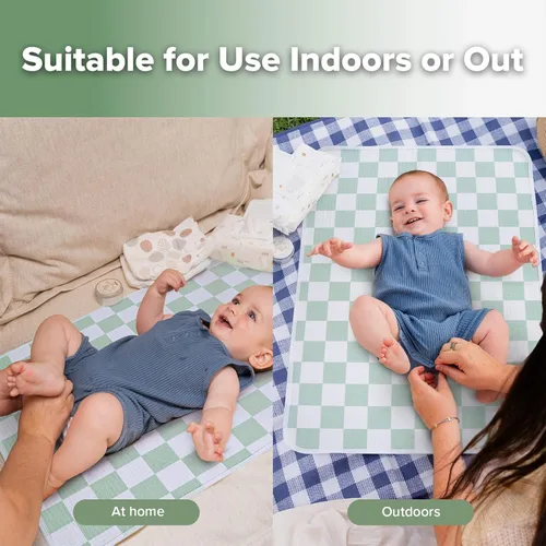 Vista 4 de haakaa Forro impermeable para cambiador, 100% algodón, suave y transpirable (1 unidad, 19.5 x 27.5 pulgadas, días a cuadros)