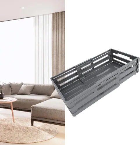 Vista 3 de Yinhing Retractable Storage Box Bin Organizer Expandable 30.5-51.5cm PP Material for Bedroom Office Camping Car Trunk Organization (Grey)