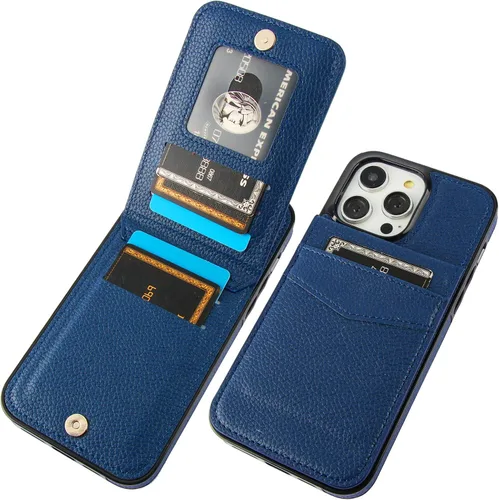 Vista 10 de KIHUWEY Compatible con iPhone 14 Pro Max Funda Cartera Plegable con Soporte para Tarjeta de Crédito, Cierre Magnético de Cuero Premium, Función