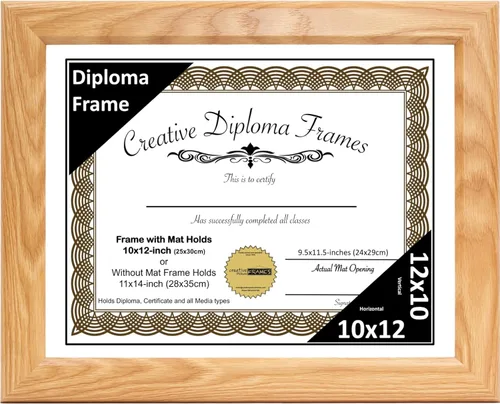 Vista 42 de Creative Picture Frames Marco de diploma con acabado de roble de 6 x 8 pulgadas, con caballete de vidrio negro y colgadores de pared instalados