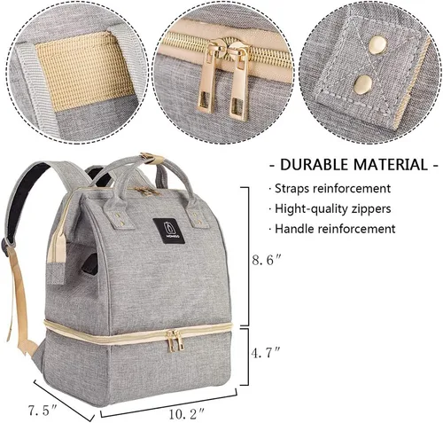 Vista 7 de Mochila para extractor de leche Doble capa para madre bolsa de trabajo al aire libre, grande, Gris, Viajes