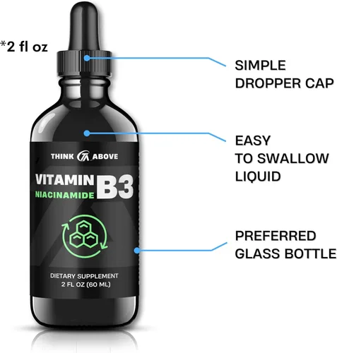 Vista 4 de Think Above Vitamina B3 Niacinamida Líquido – Forma de Niacina B3 – Prácticas gotas de Niacinamida de Vitamina B3 para Mujeres y Hombres – Fácil