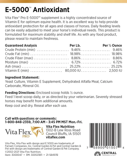 Vista 8 de Vita Flex Pro E-5000 Vitamina E para caballos de alta calidad, 4 libras, suministro para 128 días