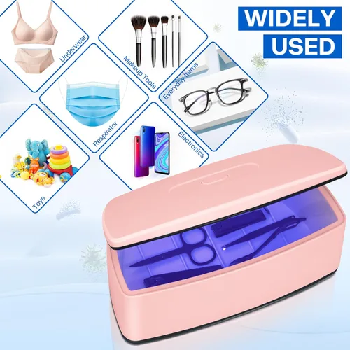 Vista 7 de Esterilizador de herramientas de uñas, función de limpieza de luz azul de doble tubo, enchufe USB, gran capacidad de 1 litro para herramientas
