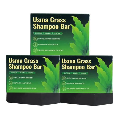 Vista 10 de Usma Grass - Barra de champú para adelgazar el cabello, champú sólido de rutina de jugo Usman para engrosar y oscurecer, pérdida de cabello