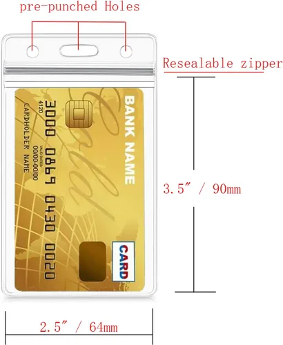 Vista 2 de Soporte vertical para tarjeta de identificación con cremallera resellable tipo impermeable (identificación vertical, 6 unidades)