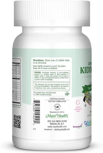 Vista 3 de Maxi Health KiddieVite masticable - Multivitaminas y minerales - Sabor a goma de mascar - 90 masticables - Kosher