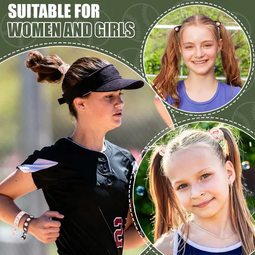 Vista 4 de Hanaive 20 bandas elásticas para el pelo de sóftbol, bandas para el cabello, sin arrugas, accesorios de sóftbol para mujeres (béisbol)