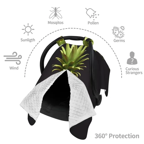 Vista 8 de Baby Car Seat Canopy Cover for Mom, Soft Breathable Nursing Breastfeeding Covers Multi Use Stroller Sun Shade Newborn Shower Gift，Yellow Pineapple