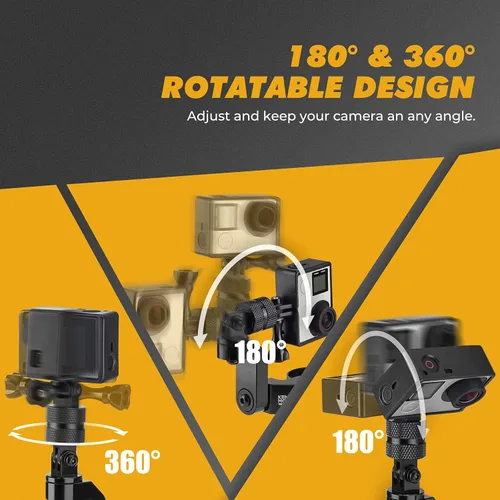Vista 2 de kemimoto UTV ATV - Soporte de cámara compatible con Gopro Roll Bar Mount para jaula enrollable con soporte de 165-2 pulgadas aluminio y 360