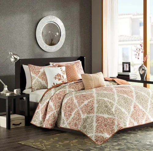 Vista 18 de Madison Park Claire - Edredón de diseño moderno, para todas las estaciones, cubrecama transpirable, juego de ropa de cama ligero, fundas a juego
