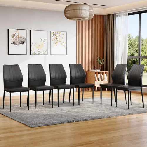Vista 13 de Set of 4 Dining Chairs with Ergonomic Shell-Pattern Backrest, 37 Inches High - Tech Fabric Comfort for Dining Room, Kitchen, and Table & Chair Black