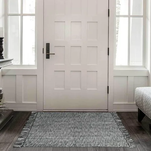 Vista 79 de Collive - Tapete de pasillo de cocina, 2 x 4.3 pies, tejido a mano, reversible, lavable, de algodón, color blanco/beige, para baño, pasillo