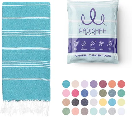 Vista 20 de Toalla de playa turca de gran tamaño, 38 x 71 pulgadas, 100% algodón turco, sin arena, de secado rápido, toalla turca extra grande, toalla de viaje