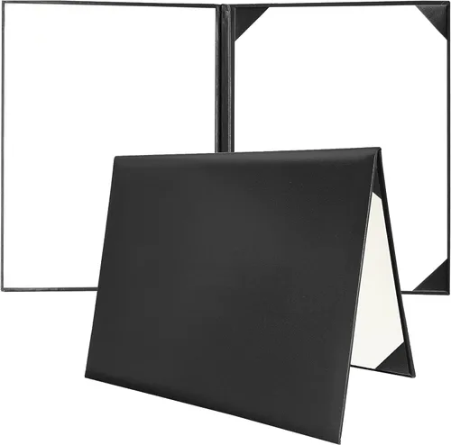 Vista 4 de Cubierta para diploma de 8.5 x 11 pulgadas, titular de certificado de graduación, cubiertas de certificado de cuero liso (negro)