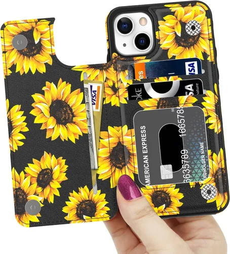 Vista 480 de LETO para iPhone 15 Pro Funda tipo cartera - Tapa tipo folio con patada - Diseños de moda - Tarjetero - Funda protectora para mujeres y niñas - 6.1
