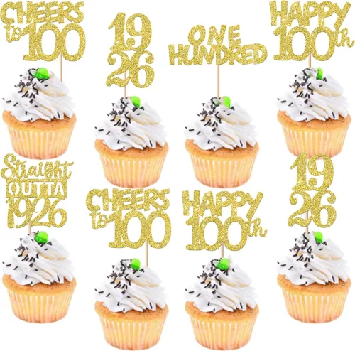 Vista 55 de 30 piezas de decoraciones para pastel de cumpleaños número 10, decoraciones de cupcakes negras con brillo, 10 feliz cumple, directo desde 2016, 10