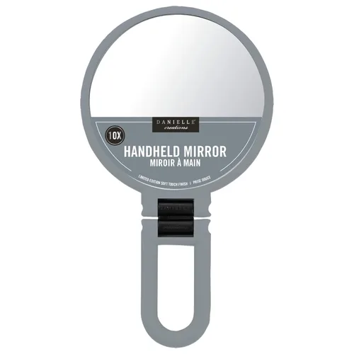 Vista 4 de Espejo de mano suave al tacto, aumento de 10x, rubor y oro rosa