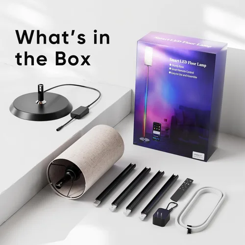 Vista 9 de PARTPHONER Lámpara de pie APP RGB con bombilla para sala de estar