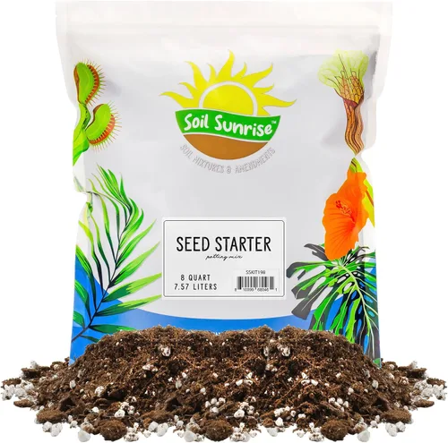 Soil Sunrise Mezcla de inicio de semillas totalmente naturales (8 cuartos de galón) Mezcla de semillas de grado experto para macetas, hierbas de