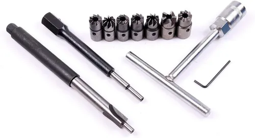 Vista 2 de SCITOO Juego de inyector diesel de cortador de asiento de 10 piezas con escariador plano mango en T Escariador en ángulo llave hexagonal