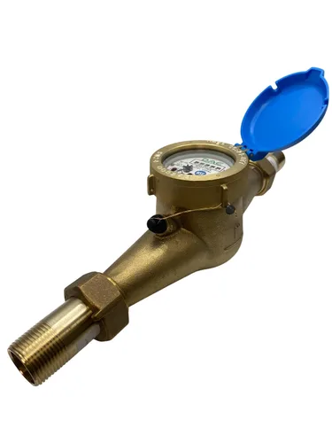 DAE MJ-100 Medidor de agua potable sin plomo NSF61 de 1 pulgada, salida de pulso + acoplamientos, galones