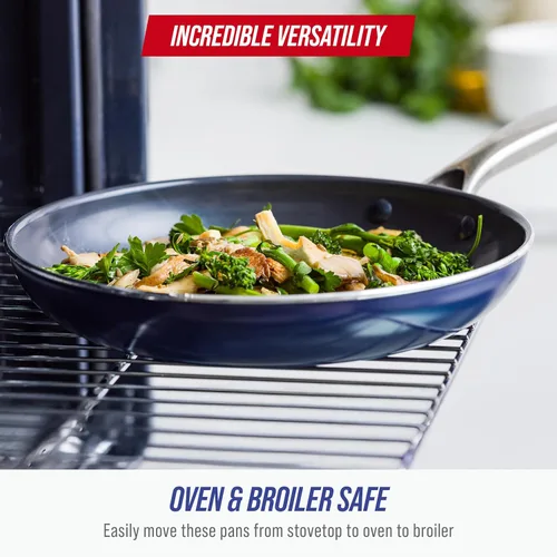 Vista 6 de Blue Diamond - Sartén antiadherente de 8 pulgadas, sin PFAS, sartén de cerámica para huevos y tortilla, con infusión de diamante, apta