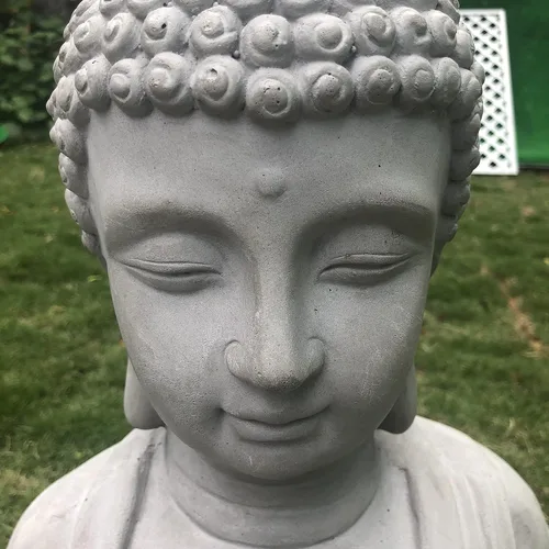 Vista 4 de Kante 25.6 "ligero sentado meditando Buda Zen interior al aire libre estatua gris hormigón Sentado de hormigón de 25.6 "h
