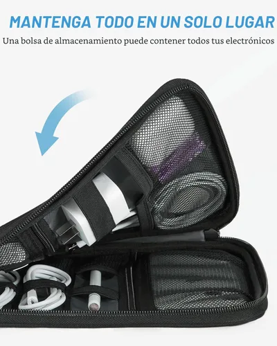 Vista 6 de Funda organizadora BAGSMART universal y portátil para cables y cargadores, Negro