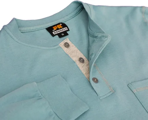 Vista 31 de KONRECO Camisas FR para hombres de manga larga Henley 7oz 100% algodón FRC camisa de soldadura de ropa