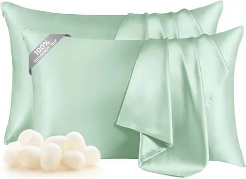Vista 45 de THXSILK Juego de 2 fundas de almohada 100% seda de morera para cabello y piel, fundas de almohada de seda de morera de grado 6A+ ultra suaves