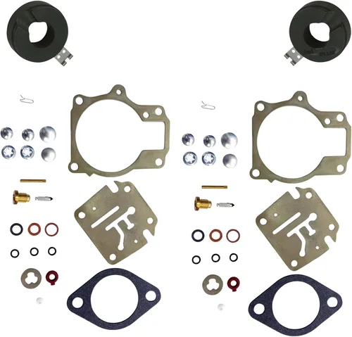 Paquete de 2 (Twin) Kit de reparación de carburador de la marca Venom con flotador, compatible con motores fuera de borda Johnson Evinrude de 18,