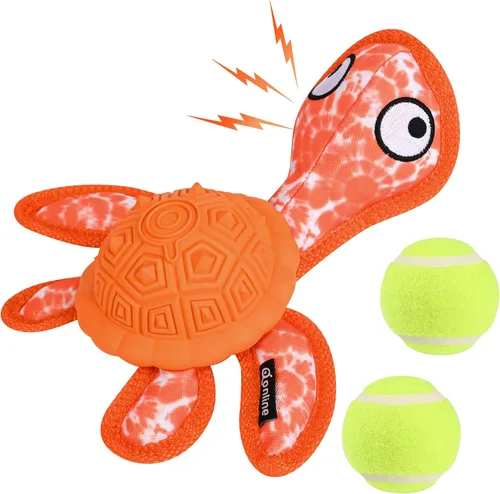 Vista 8 de Juguetes masticables para perros, juguetes para masticar dientes de cachorro, material de goma duradero, con forma de tortuga, juguetes para perros