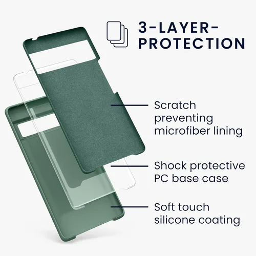 Vista 151 de kwmobile Funda Compatible con Google Pixel 6 Pro - Funda de teléfono de silicona TPU con acabado suave - Azul Arrecife