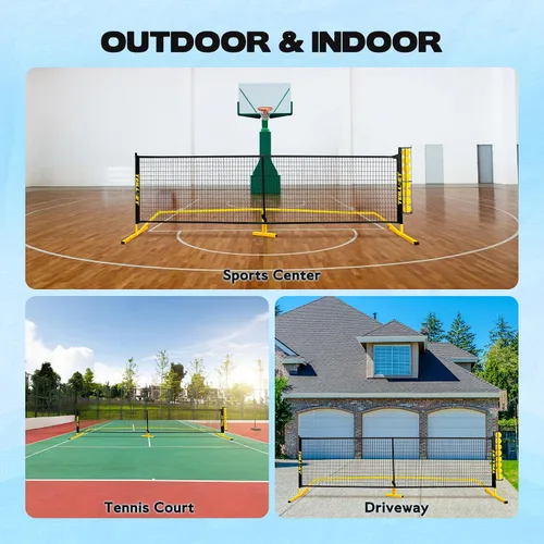 Vista 4 de Teillnet Pickleball Net Set – 22FT Portable Net with Metal Holder & 4 Balls, Sturdy Steel Frame Ultra Stable Easy Setup & Carrying Bag