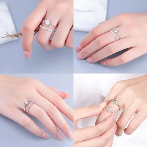 Vista 5 de MOOSEA Regalos para el día de San Valentín para ella, anillos de moissanita de 1.2 quilates para mujer, anillo de compromiso de moissanita de 7