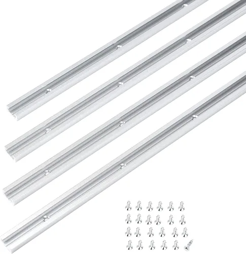 Vista 9 de T Track Kit de intersección de 3 pulgadas con tornillos para madera, perfil de doble corte con orificios de montaje preperforados, carpintería